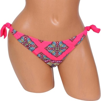 Монокина в цвят диня с орнаменти и връзки