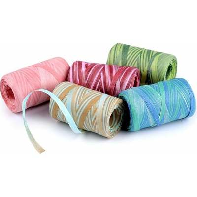 Lýko rafie k pletení tašek - přírodní multicolor, šíře 5-8 mm - 2 růžová
