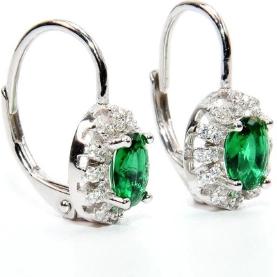 Rafity stříbrné naunice s smaragdem a zirkony E0049KL-09