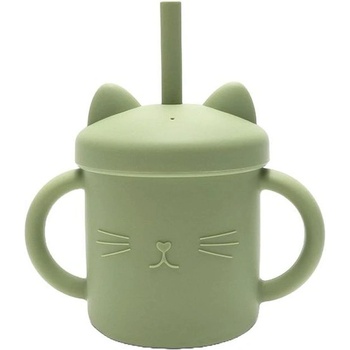 Lorelli Силиконова чаша с дръжки и сламка Lorelli - Natural, Fresh Green (10230660004)