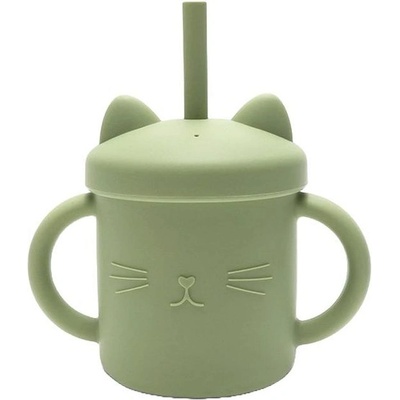 Lorelli Силиконова чаша с дръжки и сламка Lorelli - Natural, Fresh Green (10230660004)