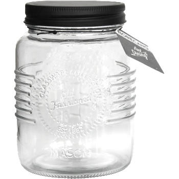 Horecano OLD FASHIONED-Буркан с метална винтова ЧЕРНА капачка 1lt (212987-BL-SS4) (0103257)