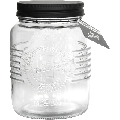 Horecano OLD FASHIONED-Буркан с метална винтова ЧЕРНА капачка 1lt (212987-BL-SS4) (0103257)