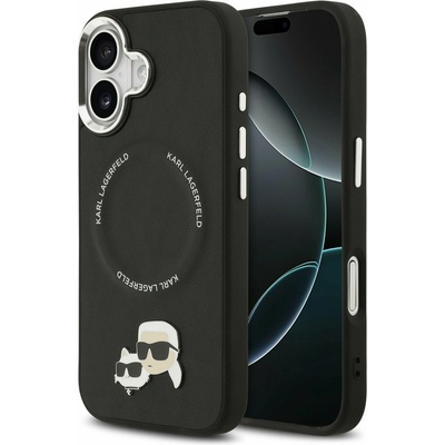 KARL LAGERFELD PU Karl and Choupette Heads Pins MagSafe Задний Чехол для iPhone 17 Black Karl Lagerfeld | Cheren | МЪЖЕ | UNI