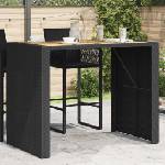 vidaXL Градинска бар маса с плот акация черно 145x80x110 см полиратан (368698)