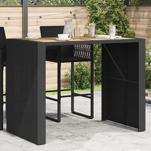 vidaXL Градинска бар маса с плот акация черно 145x80x110 см полиратан (368698)