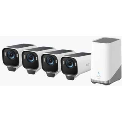 Anker Eufy EufyCam S3 Pro WiFi комплект 4 камери с HomeBase 3, 4K, BionicMind, MaxColor Vision, соларен панел (T88943W1)