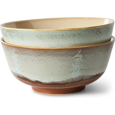HKLIVING Miska s hnědým okrajem 70s Chef šedá 19 x 8,5 cm 2 ks