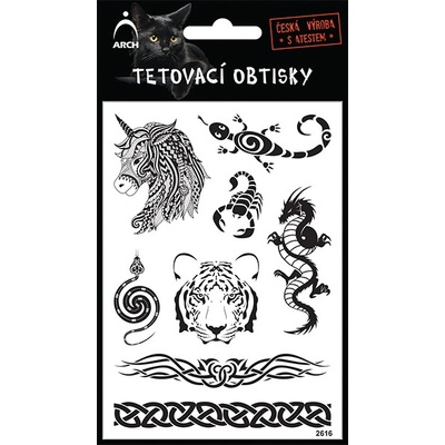 Arch Černé tetovací obtisky jednorožec
