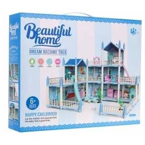 Mattel 3 Floor Dollhouse Gift for Girls 6+ Blue Villa with Equipment