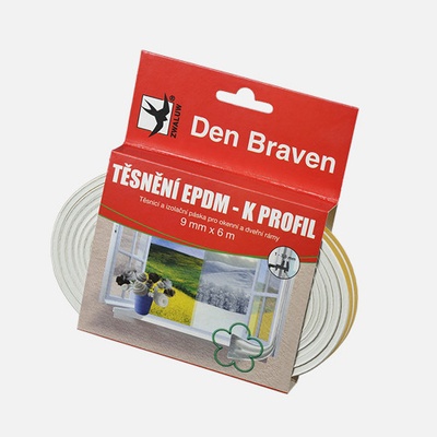 Den Braven Samolepiace tesnenie K-profil z EPDM gumy, biela, 9 x 4 mm, 6 m