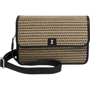 Stackers Raffia чанта за рамо с калъф за карти и огледало, черна (76741)