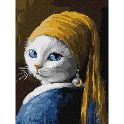 Ideyka Maľovanie podľa čísel Mačka s perlovou náušnicou art_selena_ua 30 x 40 cm