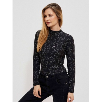 Moodo Черна дамска тениска с шарки Moodo Moodo | Cheren | ЖЕНИ | XS