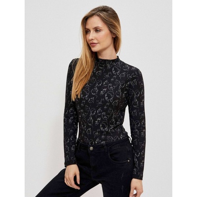 Moodo Черна дамска тениска с шарки Moodo Moodo | Cheren | ЖЕНИ | XS