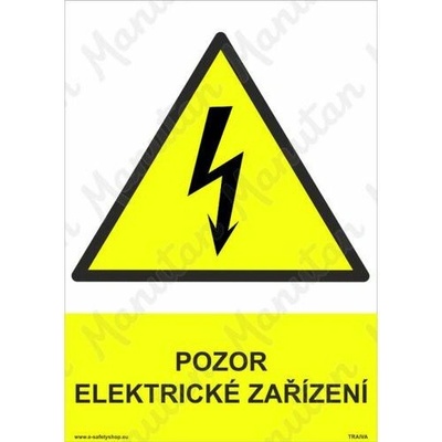 Pozor elektrické zařízení, plast 210 x 297 x 2 mm A4