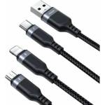Joyroom Cable 3-in-1 USB-A / USB-C micro-USB Lightning Joyroom S-1T3018A18 30cm 3.5A in black braid