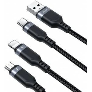 Joyroom Cable 3-in-1 USB-A / USB-C micro-USB Lightning Joyroom S-1T3018A18 30cm 3.5A in black braid