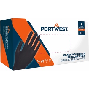Portwest a930 / Ръкавици за еднократна употреба без силикон, 100 броя в опаковка - черни m (a930bkrm)