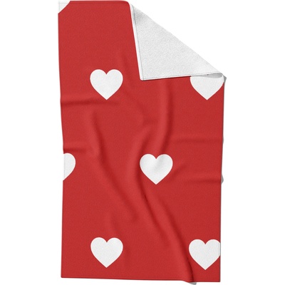 Takoy HT-00152 Rýchloschnúci uterák srdcia 6 cm biele na červenom 30 x 50 cm