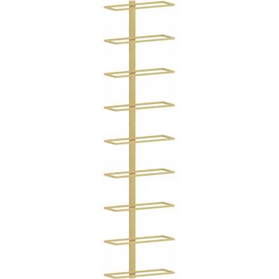 Zlatý držák na víno na stěnu, 24 x 9,5 x 98 cm, na 9 lahví