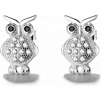 Majya stříbrné náušnice SOVA 10168