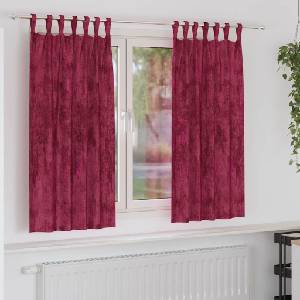 Pure Line Home Кадифени завеси в цвят бордо с текстилни гайки (уши), 2 бр. , 140 x 175 см - zalegloto - 50,07 лв