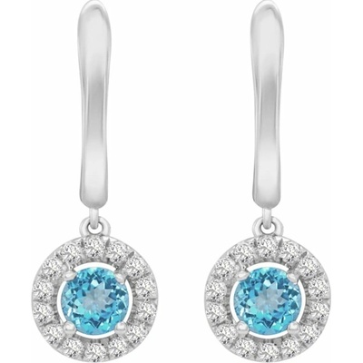 Eppi Zlaté náušnice s modrými topásmi a diamantmi Maria E33478