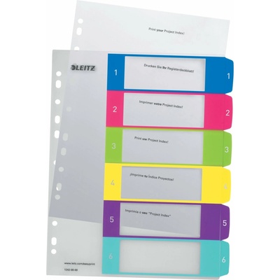 Rejstříky Leitz WOW - popisovatelné na PC, A4+ MAXI 1-6