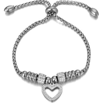 Victoria Filippi Stainless Steel ocelový se zirkony Marcia srdíčko chirurgická ocel NRB20053-1/4 stříbrná Nastavitelná