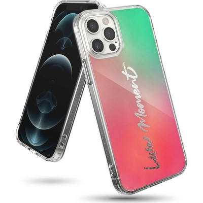 Ringke Калъф за телефон Ringke Fusion Design PC за iPhone 12 Pro Max, розов, зелен (GNAP0028)