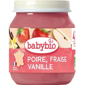 Babybio Био плодово пюре Babybio - Круша, ягода, ванилия, 4 м+, 130 g (3288130510805) - ozone