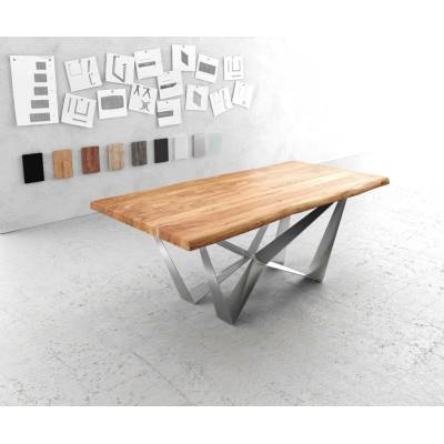 DELIFE Edge 200 x 100 akácie přírodní Spider plochá ocel nerezová ocel Live-Edge