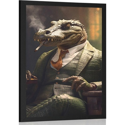 Plakát zvířecí gangster krokodýl - 20x30 black