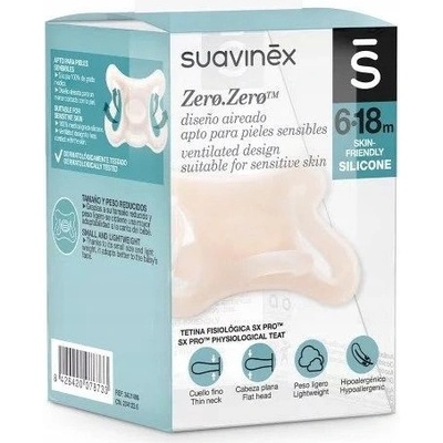 Suavinex cumlík Zerø fyziologický svetlo ružová