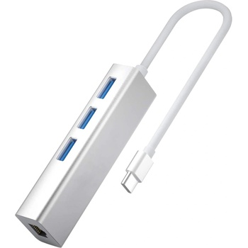 Image 1 of Diva USB-C хъб Diva 3 x USB-A + Ethernet, USB 3.0, Сребрист (12159)