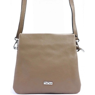 MiaMore kožená crossbody dámska kabelka s tromi oddielmi taupe hnedá