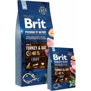 Brit premium by nature light- Суха храна за кучета с наднормено тегло от всички породи с 40% прясно пуешко месо 15 кг