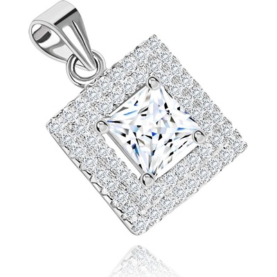 Šperky Eshop Přívěsek stříbro čirý zirkonový čtverec dvojité lemování ze zirkonků SP67.24