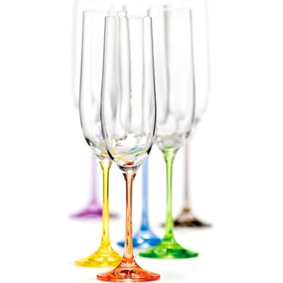 Bohemia Crystal Berevné sklenice na šampaňské Rainbow 40729 D4641 6 x 190 ml