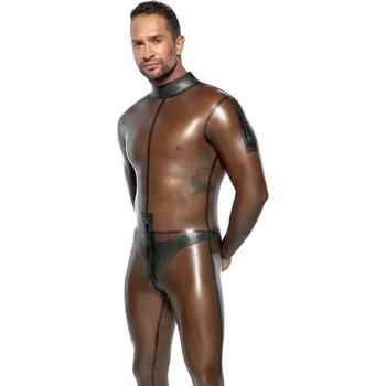 Гащеризон от латекс, прозрачен и секси, размер L - LateX Jumpsuit Men (29104545721)