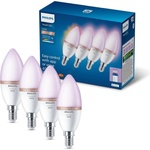 Philips Комплект от 4 димируеми RGB LED крушки Philips SMART C37 E14/4, 9W/230V 2200-6500K (P7686)