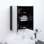vidaXL Шкаф с огледало за баня, 60x15x75 см, МДФ, черен гланц (331524)