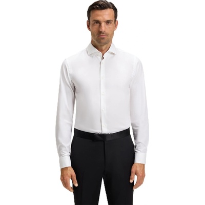 HUGO BOSS Риза с дълъг ръкав Boss Men's H Hank Spread Long Sleeve Oxford Shirt - White