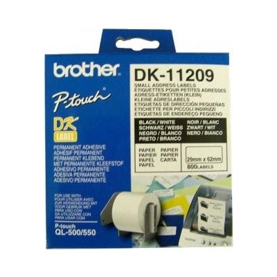 Brother papierové štítky 29mm x 62mm, biela, 800 ks, DK11209, pre tlačiarne rady QL