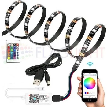 Комплект USB LED лента FLAG LIGHT 2.5 m за фоново осветление зад телевизора с WiFi +RF контролер, Backlight TV RGB set (1195)