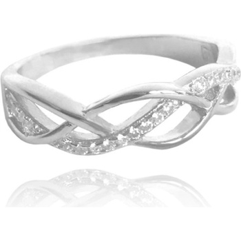 Minet JMAN0100SR Strieborný propletený prsteň s čírymi zirkónmi