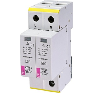 ETI 002440397 Катоден отводител (арестор) Тип II/Клас C 2Р 275V 12.5kA (002440397)