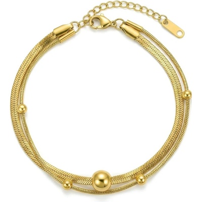 Victoria Walls Dvojitý pozlátený náramok Norevia Gold VWB260718G