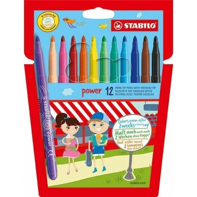 STABILO Комплект флумастери, Stabilo, Power ST280/12-01, 12 цвята (ST280/12-01)